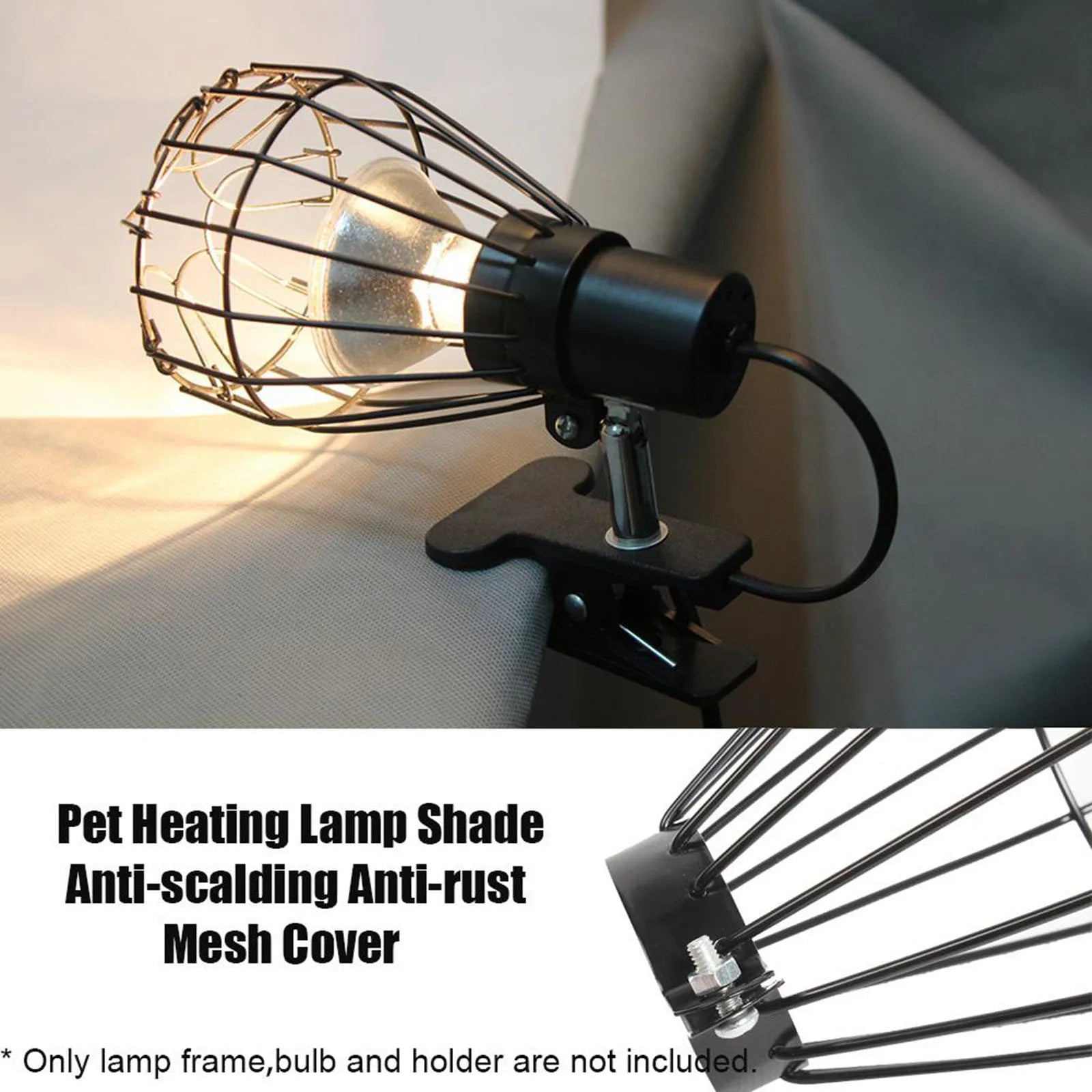 Anti-Scald Heat Lamp Guard — Protective Mesh Cover for Reptile Heating Bulbs