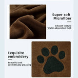 Embroidered Microfiber Dog Towel — Quick-Dry, Soft & Thick Bathing Cloth