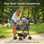 2-in-1 Foldable 4-Wheel Pet Stroller with Light Barrier & Removable Travel Carrier