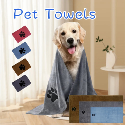 Embroidered Microfiber Dog Towel — Quick-Dry, Soft & Thick Bathing Cloth
