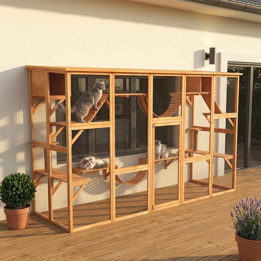 Outdoor Window Catio with Shelves, Bridges & Ramps