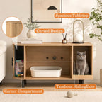 Sliding-Door Wooden Litter Box End Table with Drawer