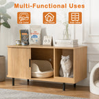 Sliding-Door Wooden Litter Box End Table with Drawer