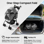 2-in-1 Foldable 4-Wheel Pet Stroller with Light Barrier & Removable Travel Carrier