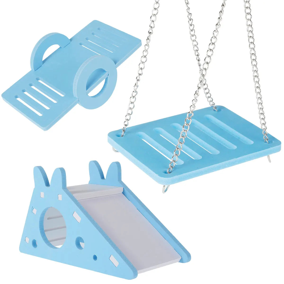 Hamster Play Toy Set — Slide Hut, Seesaw & Swing, Easy Assembly