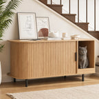Sliding-Door Wooden Litter Box End Table with Drawer