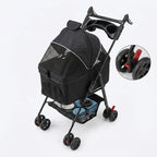 2-in-1 Foldable 4-Wheel Pet Stroller with Light Barrier & Removable Travel Carrier