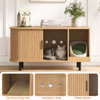 Sliding-Door Wooden Litter Box End Table with Drawer