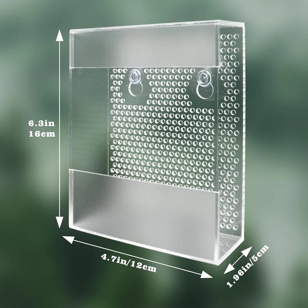 Wall-Mounted Acrylic Reptile Feeder — Suction Cup Feeding Box