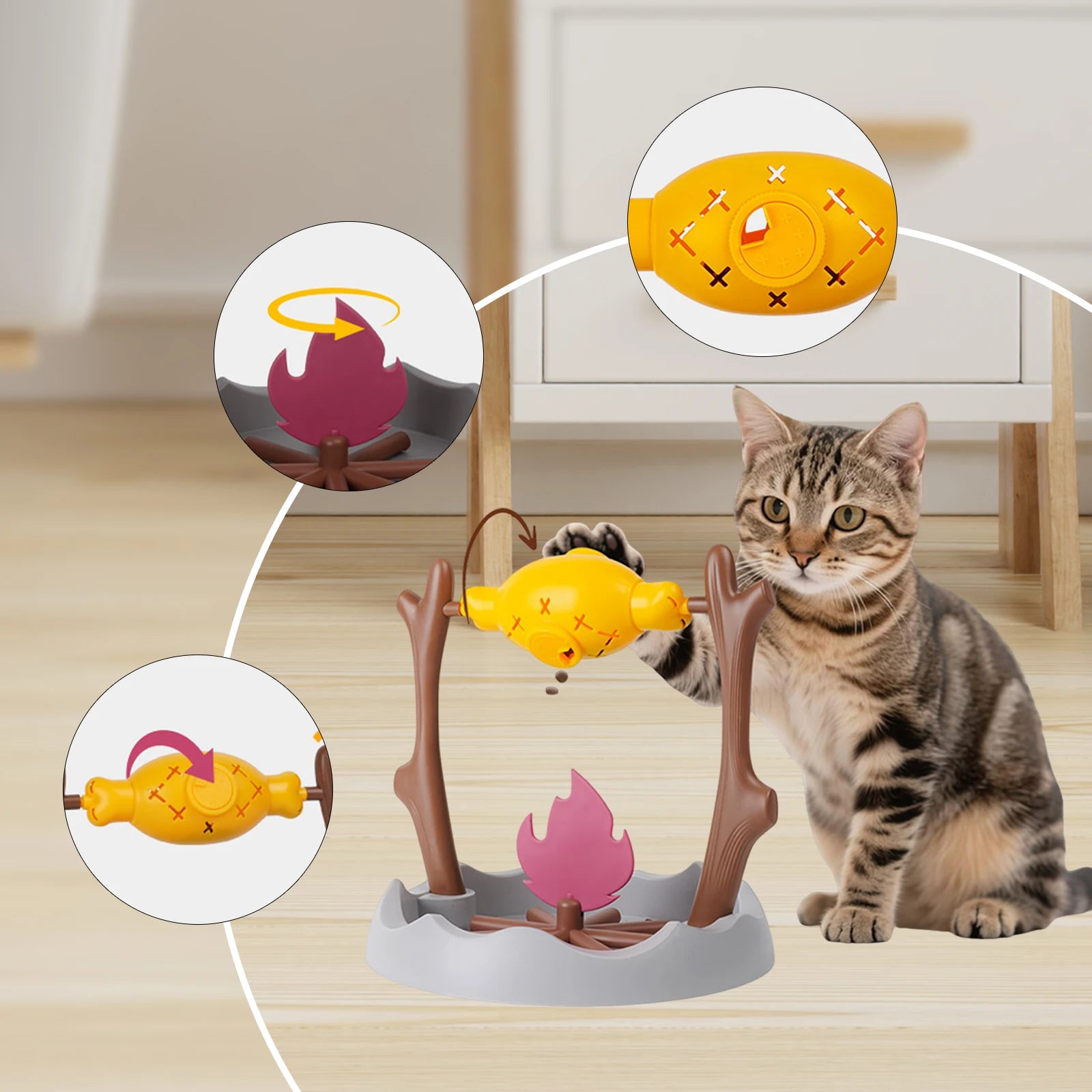 360° Rotating Chicken Leg Slow Feeder — Cat Puzzle Toy