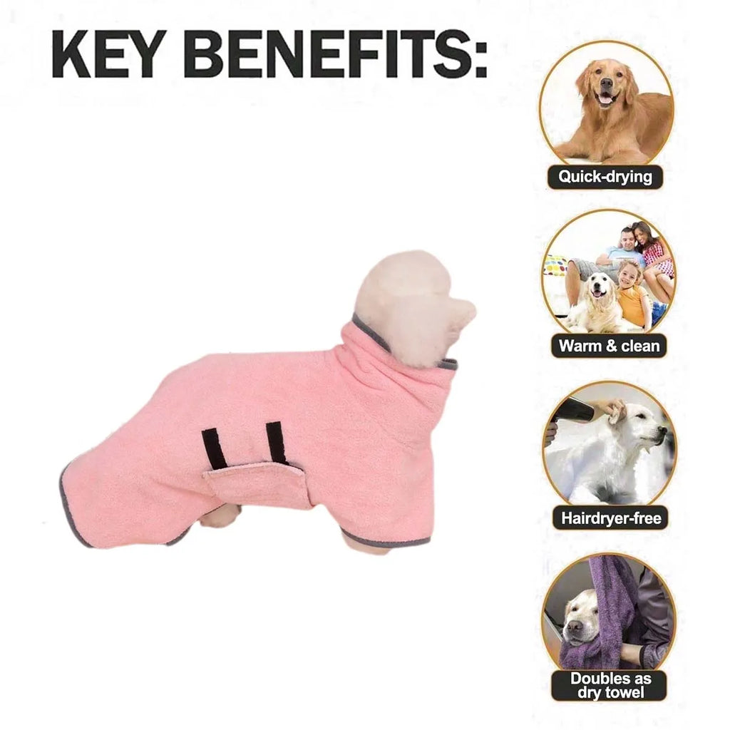 Adjustable Quick-Dry Pet Bathrobe — Machine-Washable Comfort for Cats & Dogs