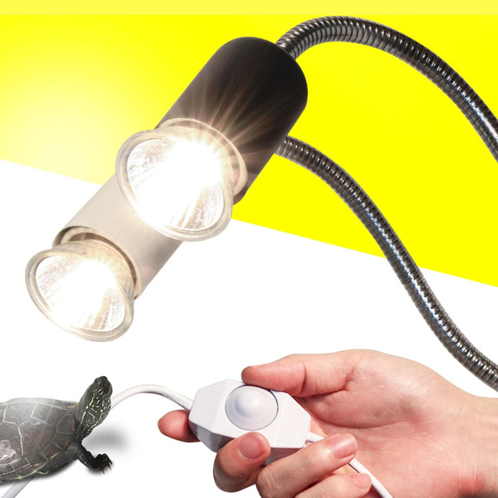 UVA/UVB Basking Lamp Kit — Clip-On Holder, Bulb & Thermometer-Hygrometer