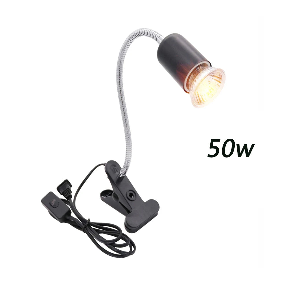 UVA/UVB Clip-On Heat Lamp Kit — Adjustable E27 Basking Light for Reptiles