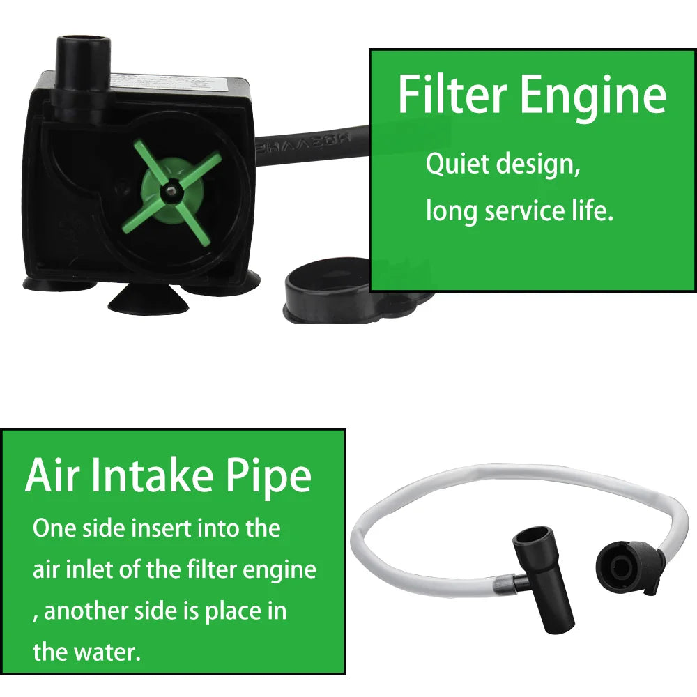 Low Water Level Turtle Tank Filter with Oxygen Pump 8W