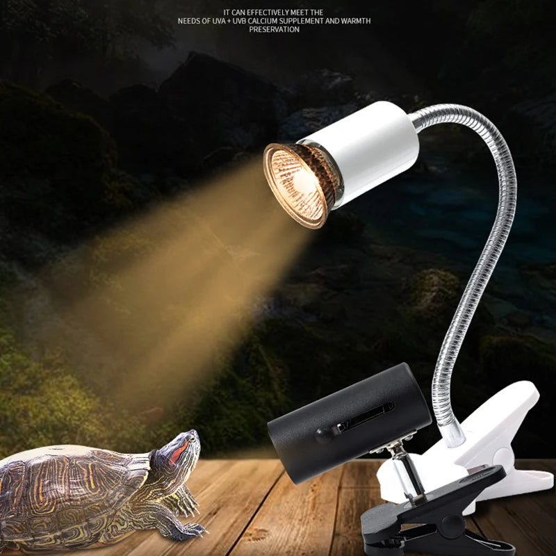 UVB Reptile Basking Lamp Kit — Clip-On E27 Holder for Turtles & Lizards