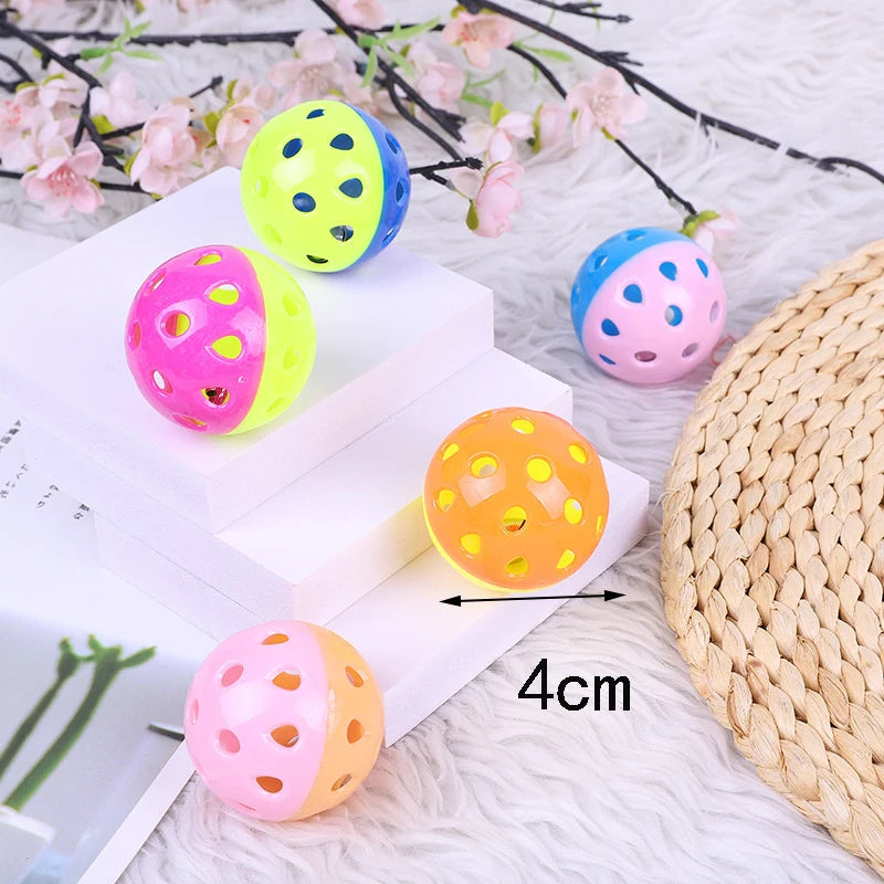 5-Pack Feather Wand Cat Teaser Toy Set with Bell & Mouse Cage — Colorful Stick Toys for Cats