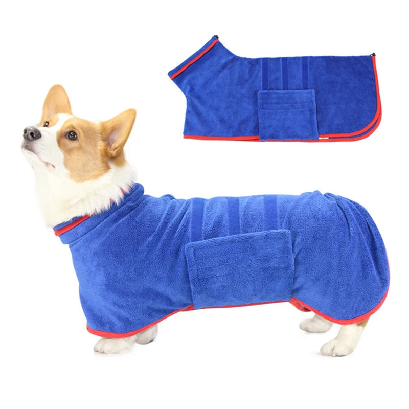 Microfiber Dog Bathrobe — Adjustable, Super Absorbent Drying Coat, XS–3XL