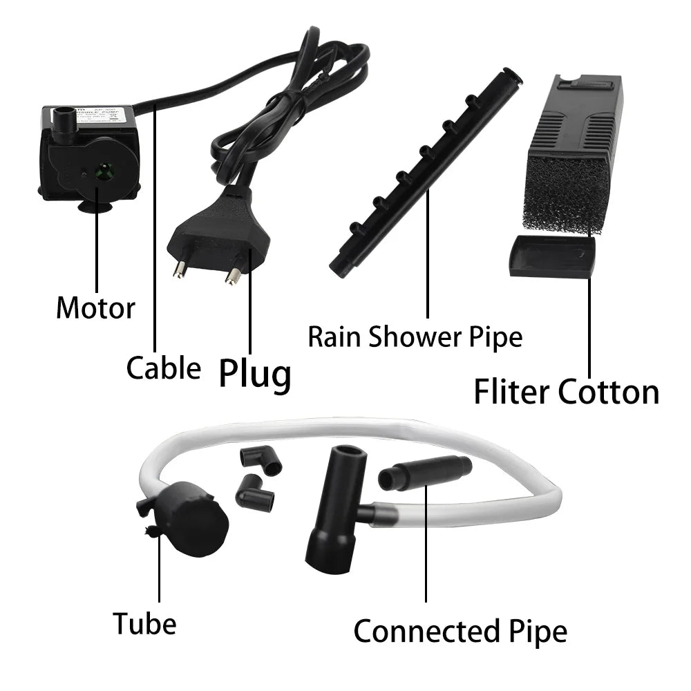Low Water Level Turtle Tank Filter with Oxygen Pump 8W