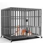Heavy-Duty 3-Door Metal Dog Crate with Wheels