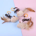 5-Pack Feather Wand Cat Teaser Toy Set with Bell & Mouse Cage — Colorful Stick Toys for Cats