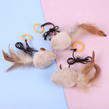 5-Pack Feather Wand Cat Teaser Toy Set with Bell & Mouse Cage — Colorful Stick Toys for Cats
