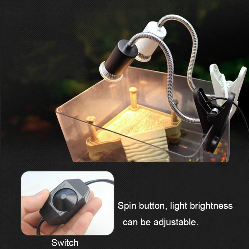 UVB Reptile Basking Lamp Kit — Clip-On E27 Holder for Turtles & Lizards