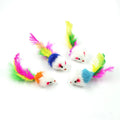5-Pack Feather Wand Cat Teaser Toy Set with Bell & Mouse Cage — Colorful Stick Toys for Cats