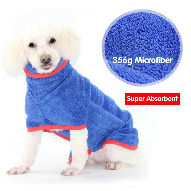 Microfiber Dog Bathrobe — Adjustable, Super Absorbent Drying Coat, XS–3XL