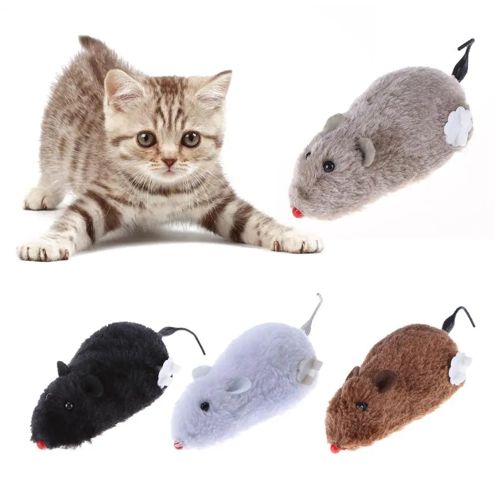 Wind-Up Plush Mouse Cat Toy — No-Battery Clockwork Chase Toy