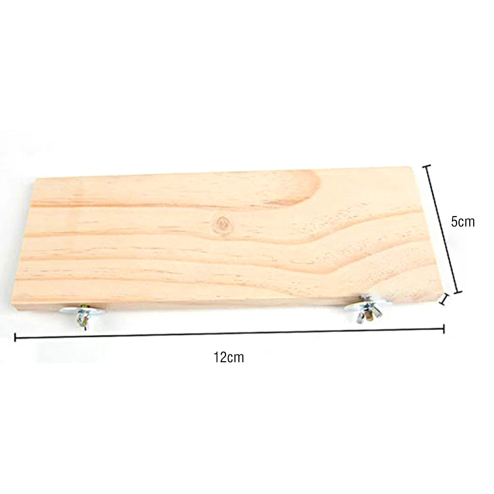 Wooden Springboard Platform — Cage-Mounted Climbing Perch for Small Pets