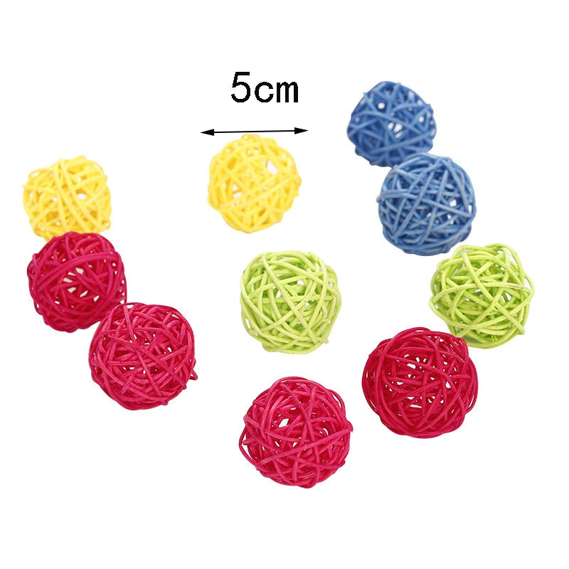 5-Pack Feather Wand Cat Teaser Toy Set with Bell & Mouse Cage — Colorful Stick Toys for Cats