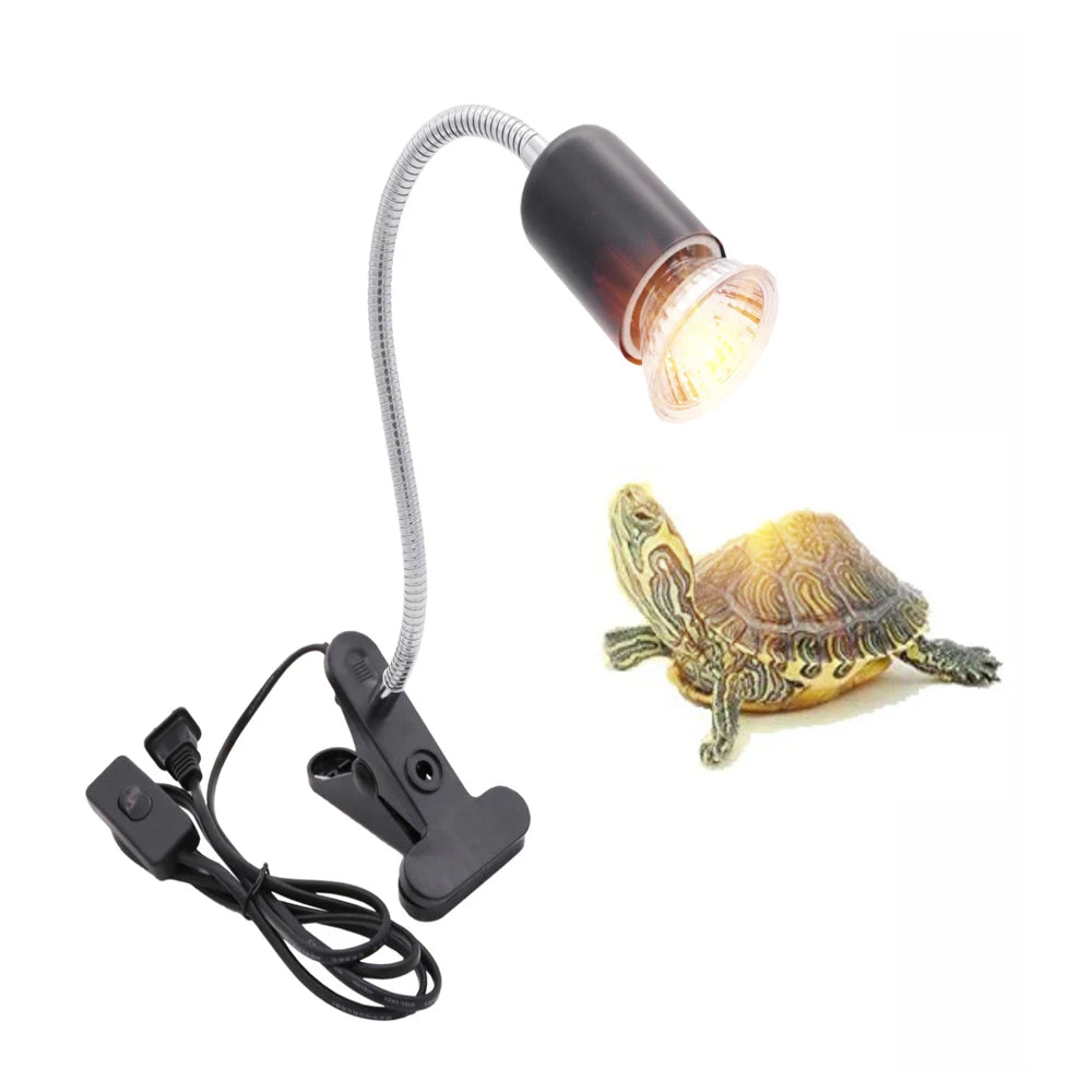UVA/UVB Clip-On Heat Lamp Kit — Adjustable E27 Basking Light for Reptiles