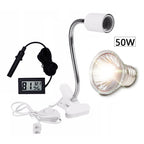 UVA/UVB Basking Lamp Kit — Clip-On Holder, Bulb & Thermometer-Hygrometer