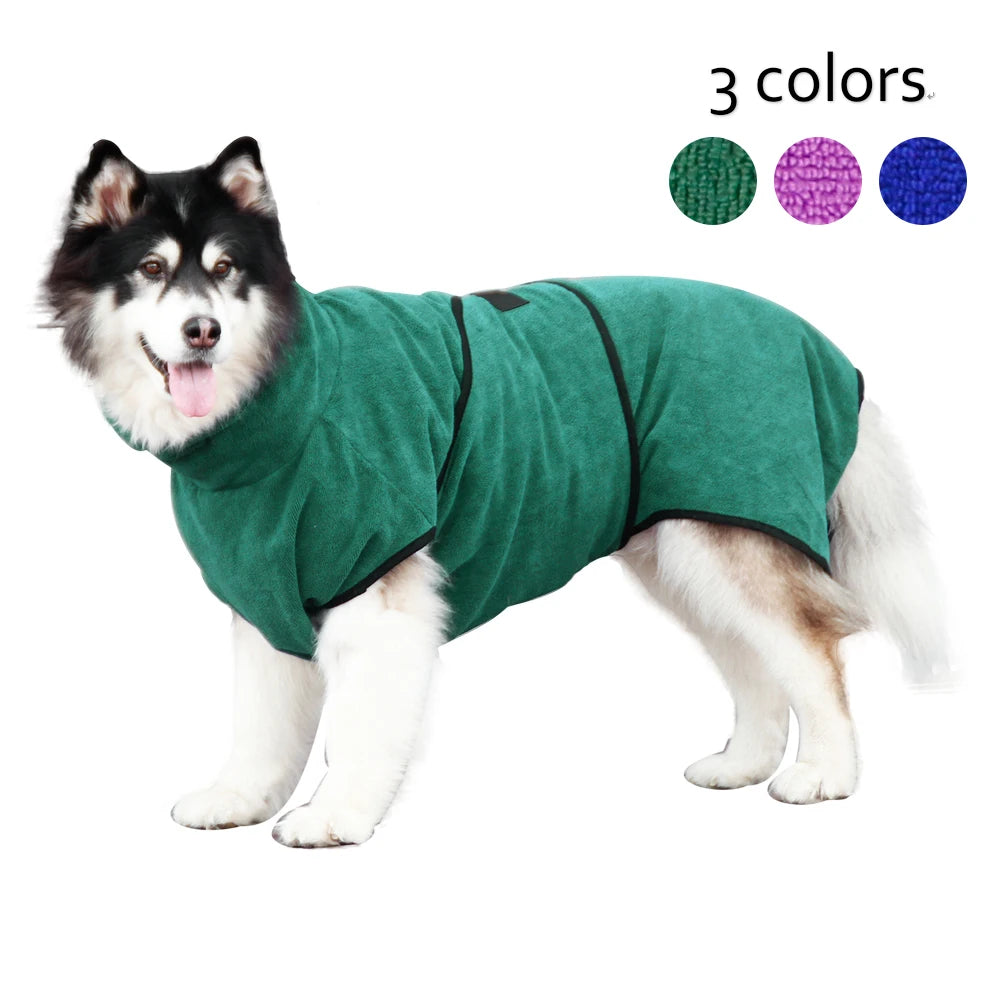 Hooded Pet Bathrobe — Microfiber Quick-Dry Wrap with Built-In Hood