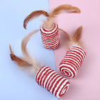 5-Pack Feather Wand Cat Teaser Toy Set with Bell & Mouse Cage — Colorful Stick Toys for Cats