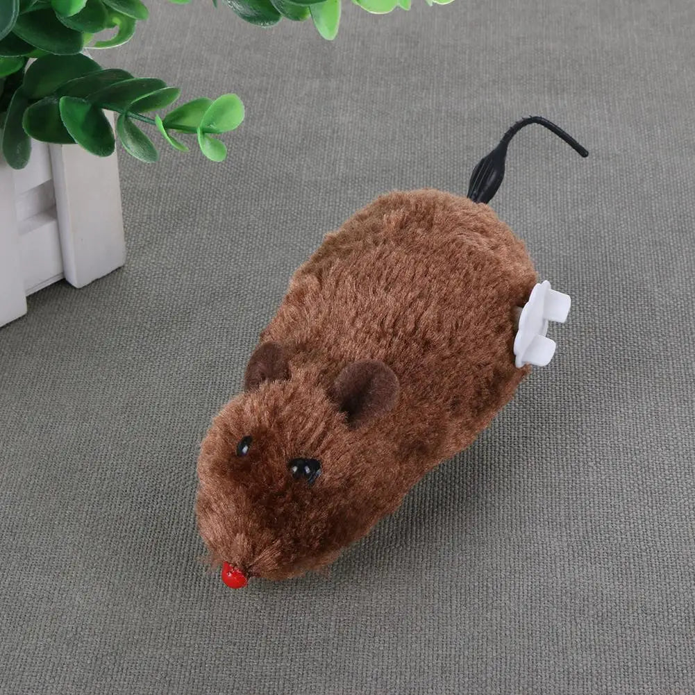 Wind-Up Plush Mouse Cat Toy — No-Battery Clockwork Chase Toy