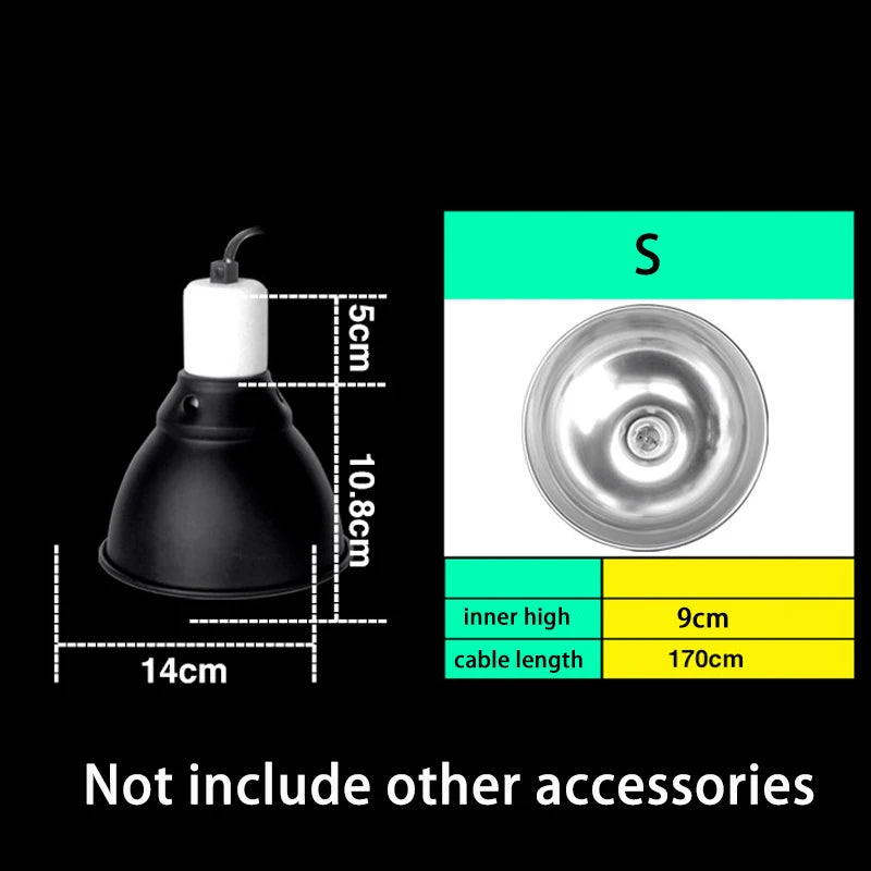Anti-Scald Reptile Lamp Dome — Protective E27 Fixture, 300W Max