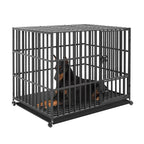 Heavy-Duty 3-Door Metal Dog Crate with Wheels