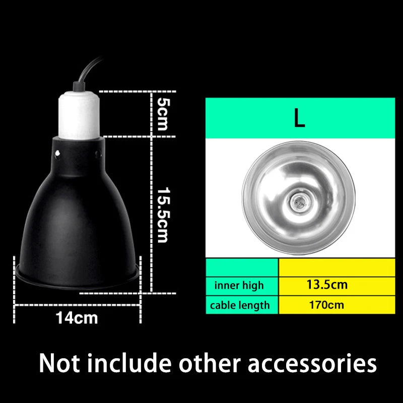 Anti-Scald Reptile Lamp Dome — Protective E27 Fixture, 300W Max