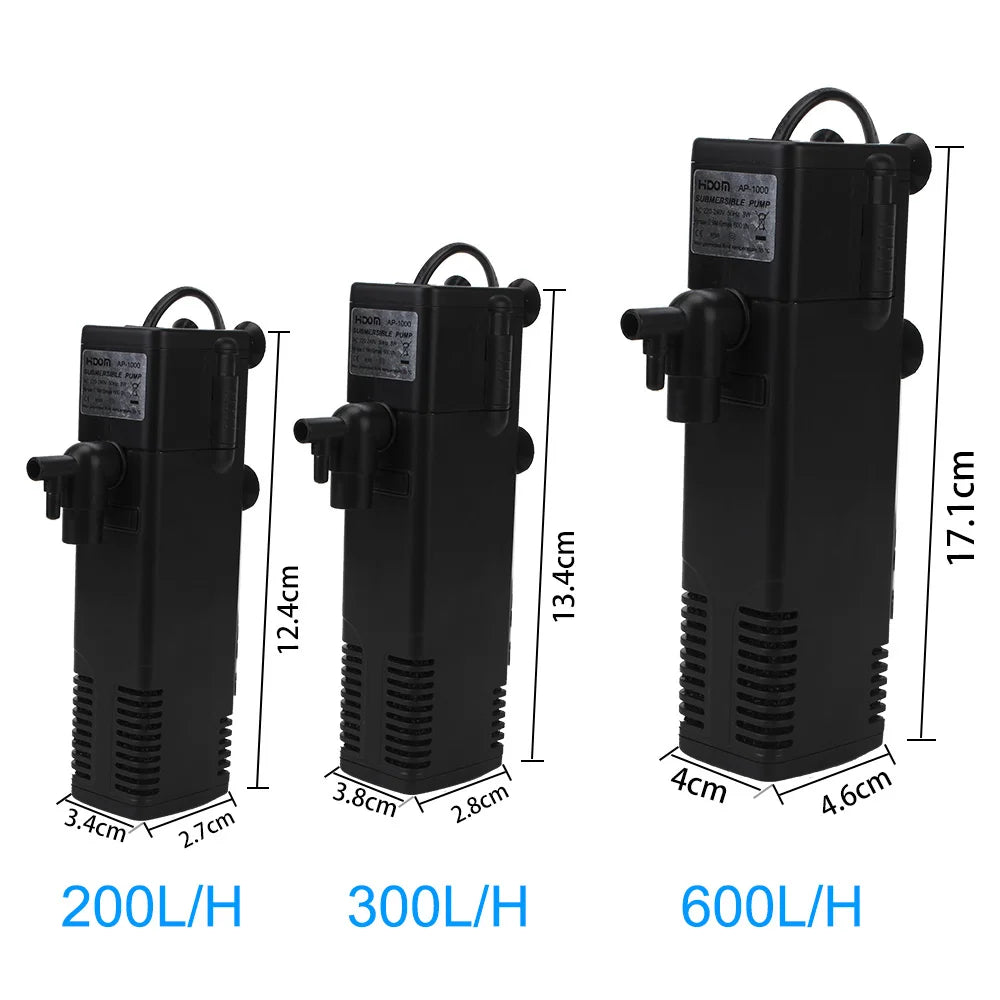 Low Water Level Turtle Tank Filter with Oxygen Pump 8W