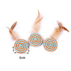 5-Pack Feather Wand Cat Teaser Toy Set with Bell & Mouse Cage — Colorful Stick Toys for Cats