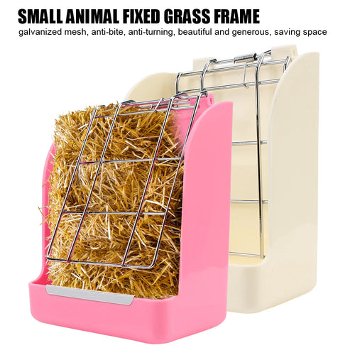Rabbit Hay Feeder Rack — 2-in-1 Grass & Food Bowl Combo