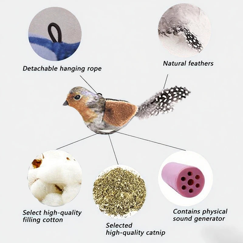 Chirping Plush Bird Hanging Cat Toy