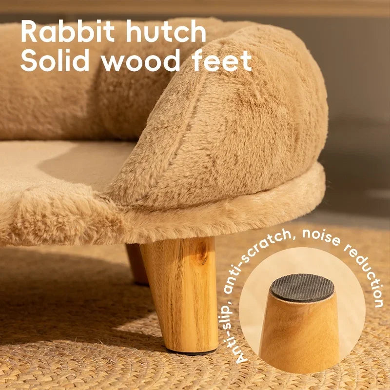 Plush Raised Pet Sofa Couch Bed with Anti-Slip Bottom