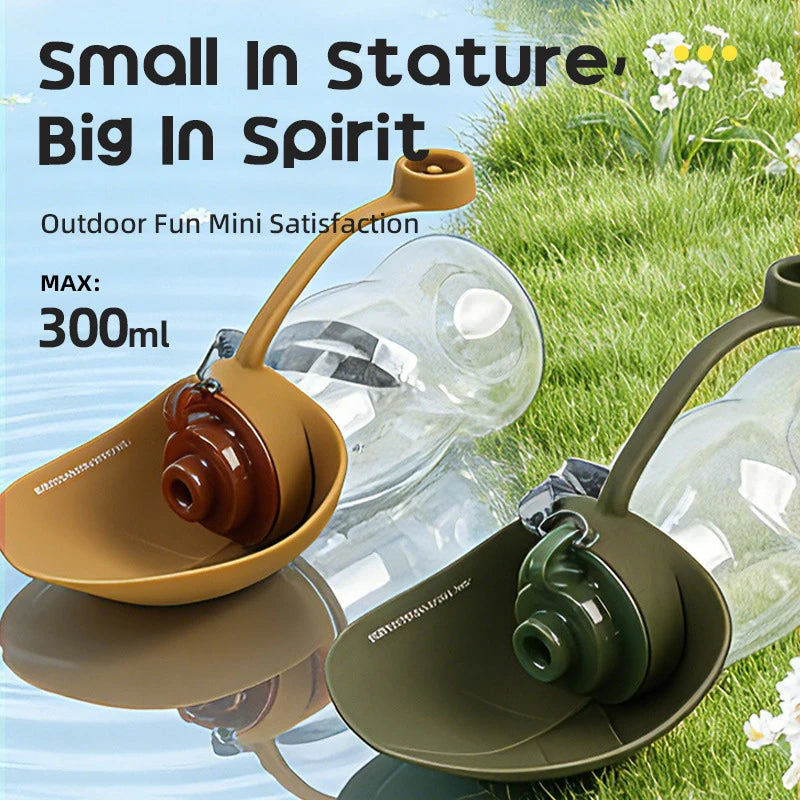 Foldable Dog Water Bottle (300ml, Silicone, Leaf Design, Outdoor)