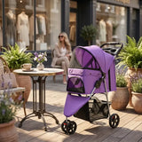 Pet Trolley Stroller Foldable 3 Wheel Green Fabric Zipper Closure Comfortable Portable For Cats Dogs Umbrella Hot Sale