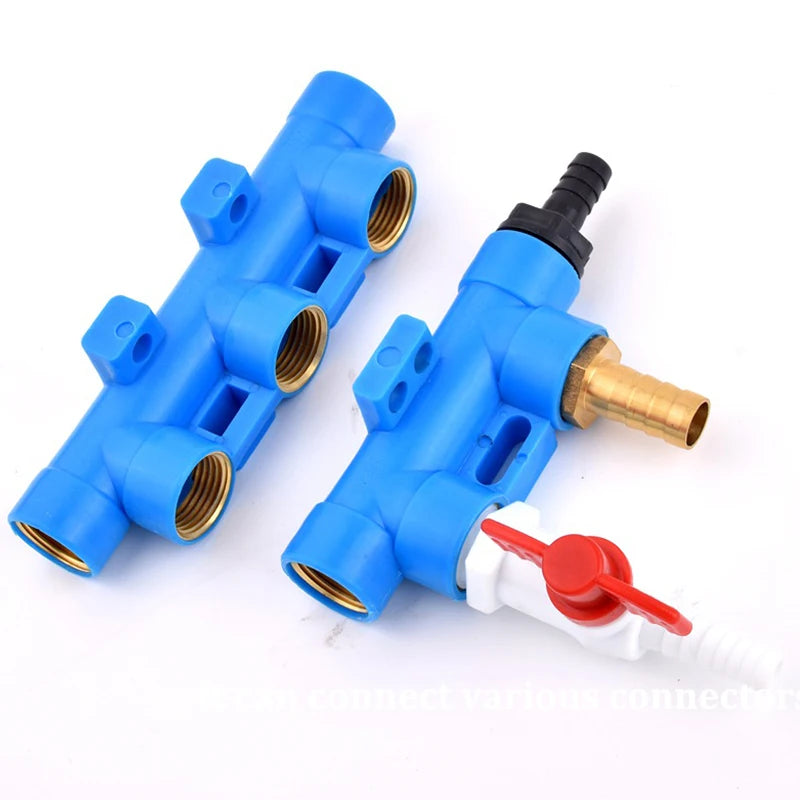 Water Pipe Splitter Distributor (4/5/6-Way, 1/2" Thread, Drain Switch)