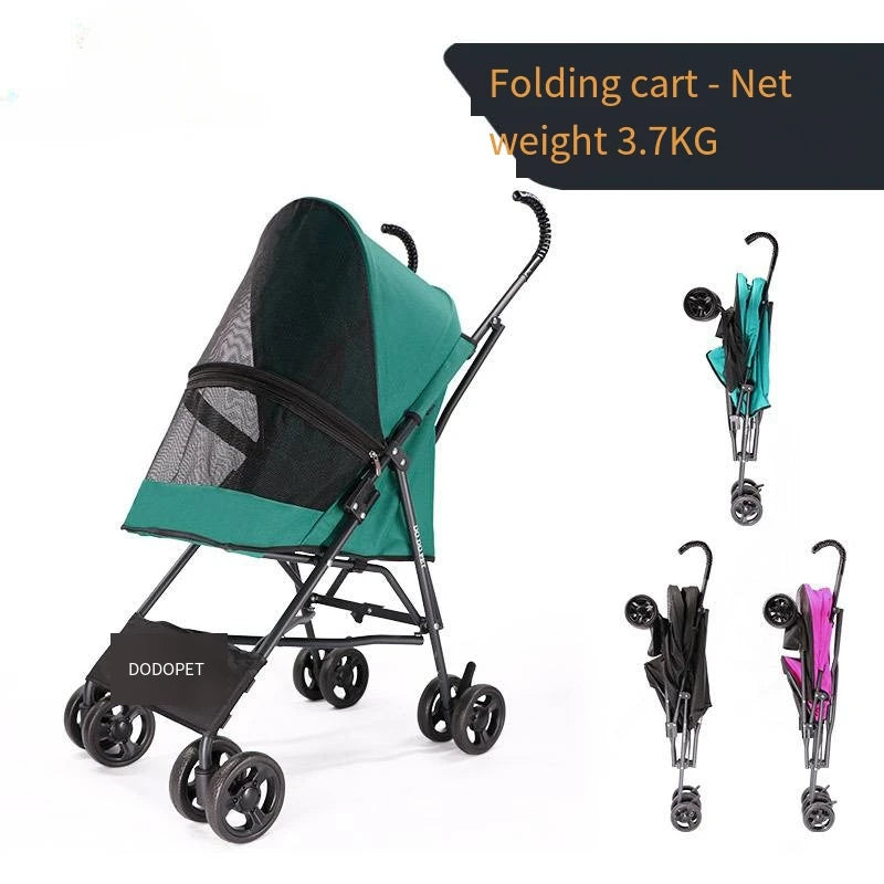 No-Installation Fast-Fold Lightweight Pet Cart for Teddy Dogs & Cats — Portable Foldable Outdoor Stroller