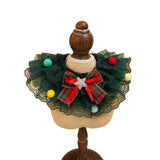 Christmas Lace Bow & Pom Pom Pet Collar (Festive Neckwear)