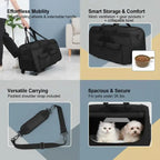Pet Travel Crate with Wheels 23" (35lb Capacity, Telescopic Handle)